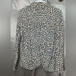 Jennifer Lopez Leopard Print Knit Mockneck Sweater Size Medium